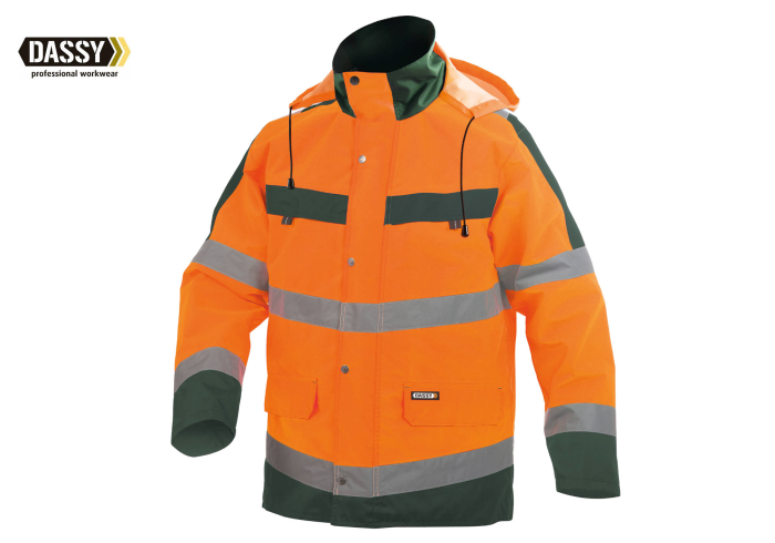 DASSY Atlantis orange-grüner Warnschutz Parka Vorderseite