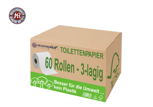 Reuschenbach Toilettenpapier 3-lagig im KARTON ohne Plastik